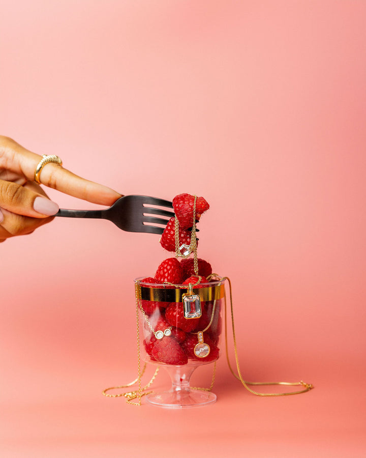 Jollie Detachable 14K Gold Pendant w. Pink Topaz