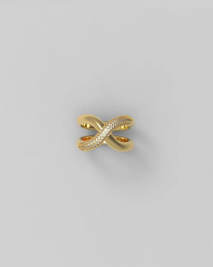Thorn Double Pave 18K Gold Ring w. Diamonds