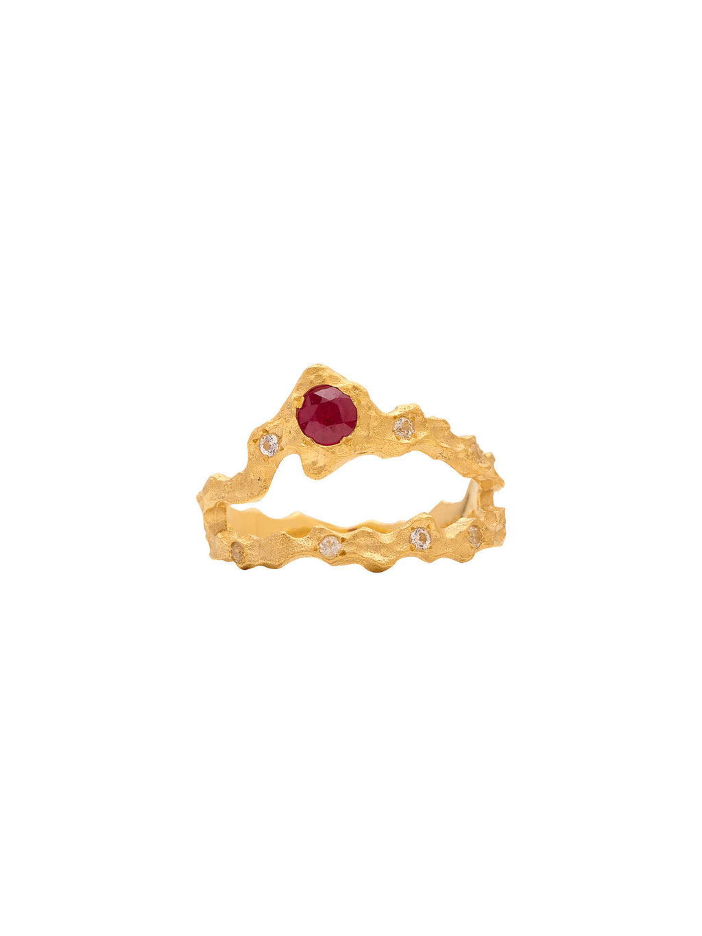 Juli Geburtsstein 18k Gold Ring w. Ruby & Saphire