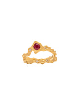 Juli Geburtsstein 18k Gold Ring w. Ruby & Saphire