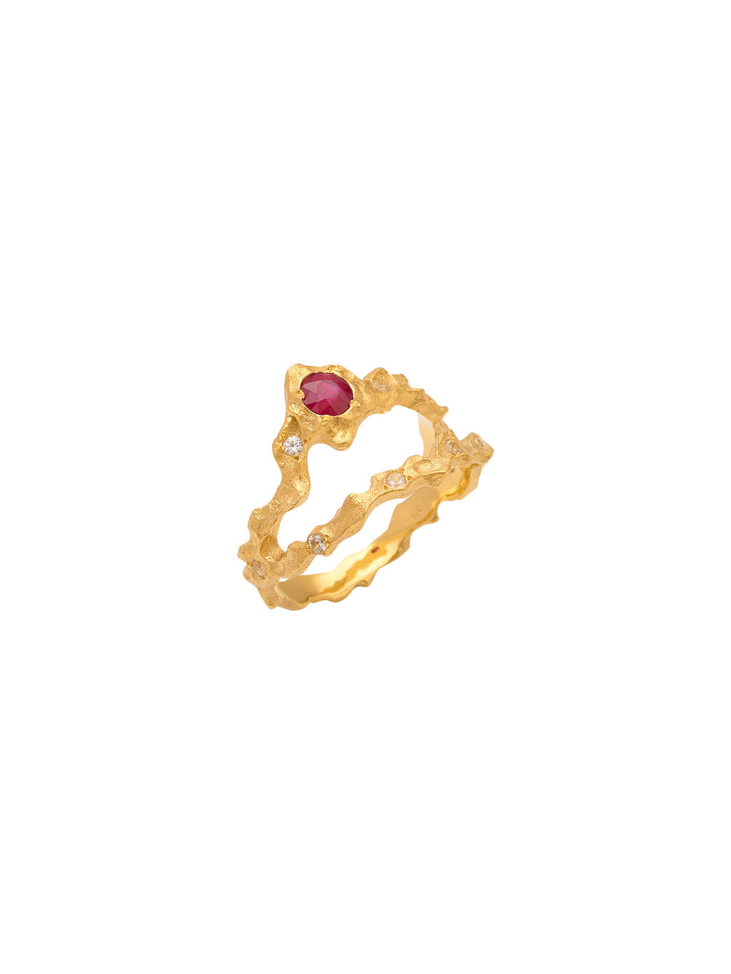 Juli Geburtsstein 18k Gold Ring w. Ruby & Saphire