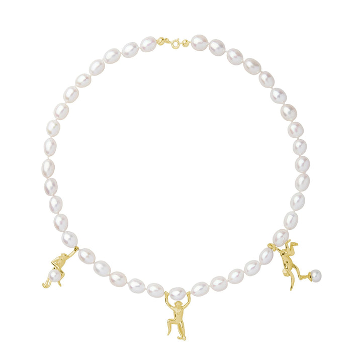 Monkey Gold Plated Necklace w. Pearls