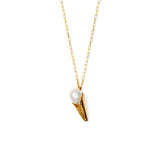 Large Ice Cream Gold Plated Necklace w. Pearl