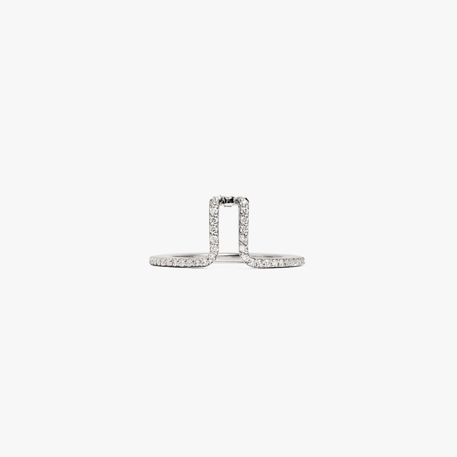 LIL Rhodium Plated Silver Pavé Oura Cover Ring w. Lab-Grown Diamonds