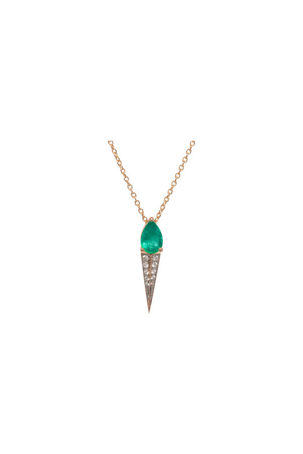 Unitaire 18K Rosaguld Halskæde m. Diamant & Smaragd