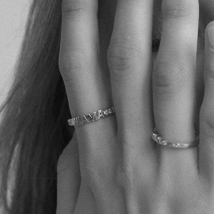 Becoming Luxury Eternity Mama 14K White Gold Ring w. Lab-Grown Diamonds