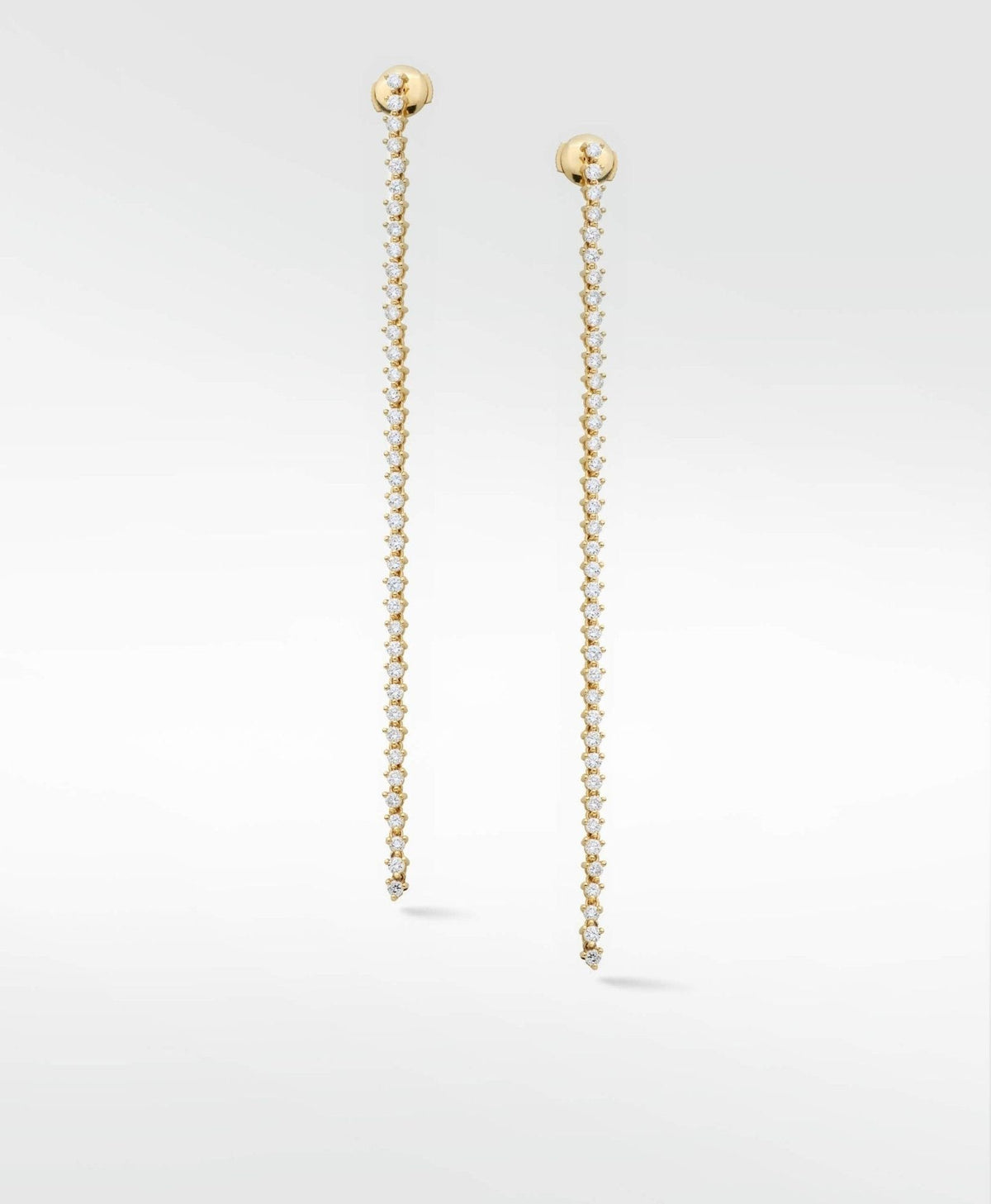 Modernist Long Drop 14K Gold Tennis Earrings & w. Lab-Grown Diamonds