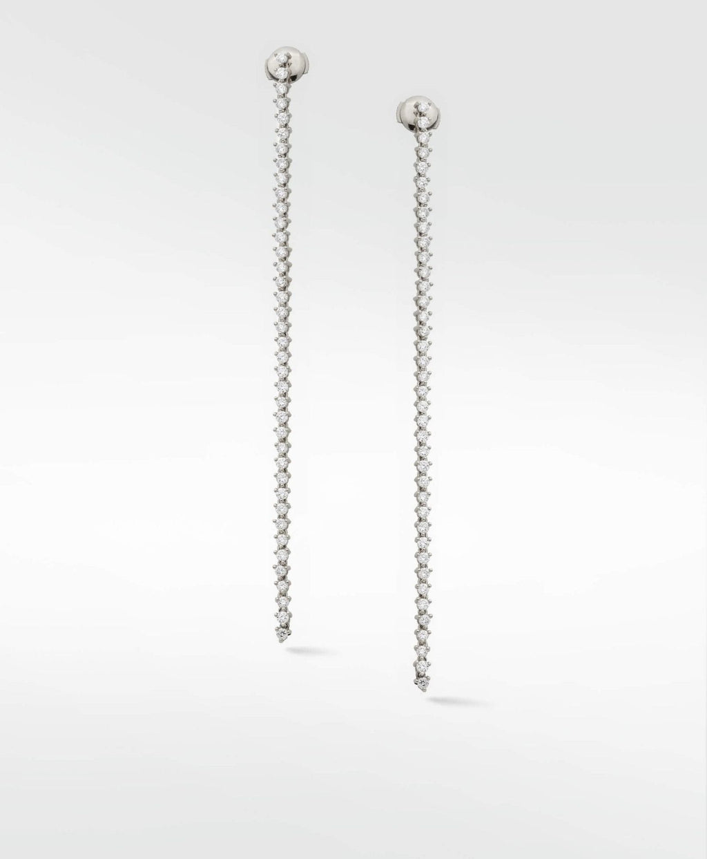 Modernist Long Drop 14K Whitegold Tennis Earrings & w. Lab-Grown Diamonds