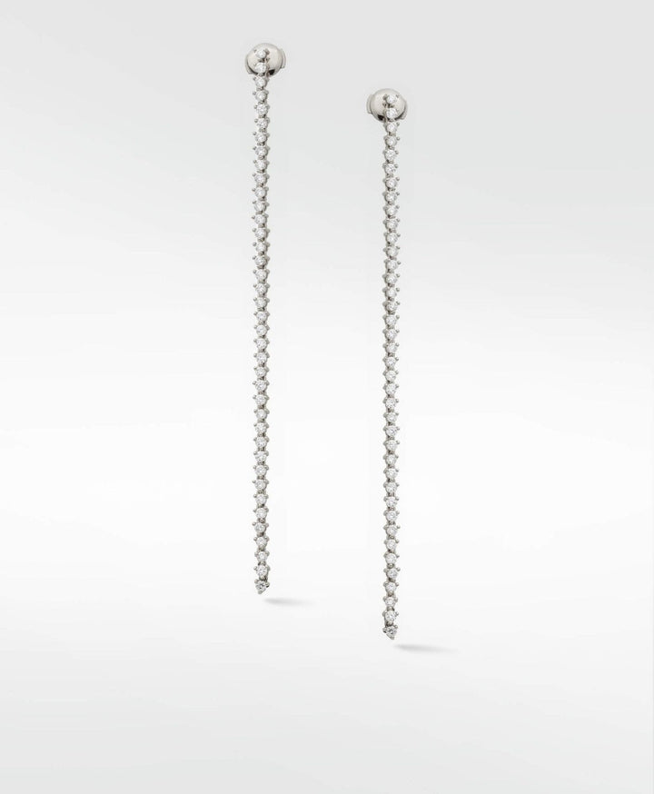Modernist Long Drop 14K Whitegold Tennis Earrings & w. Lab-Grown Diamonds