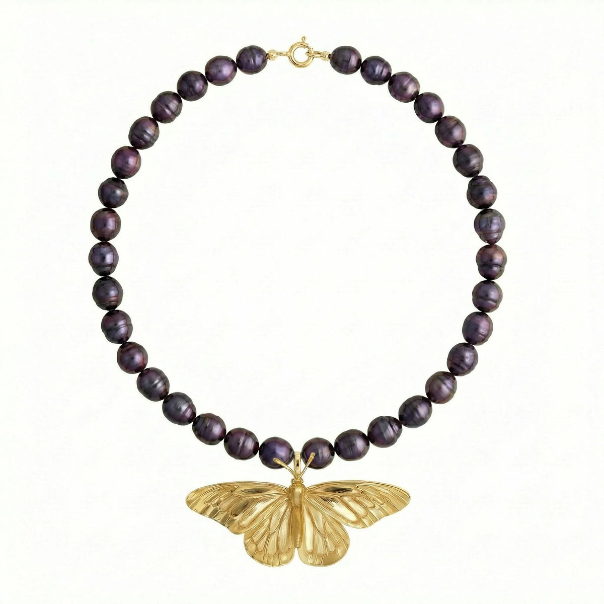 Gold Plated Monarch Necklace w. Pearls