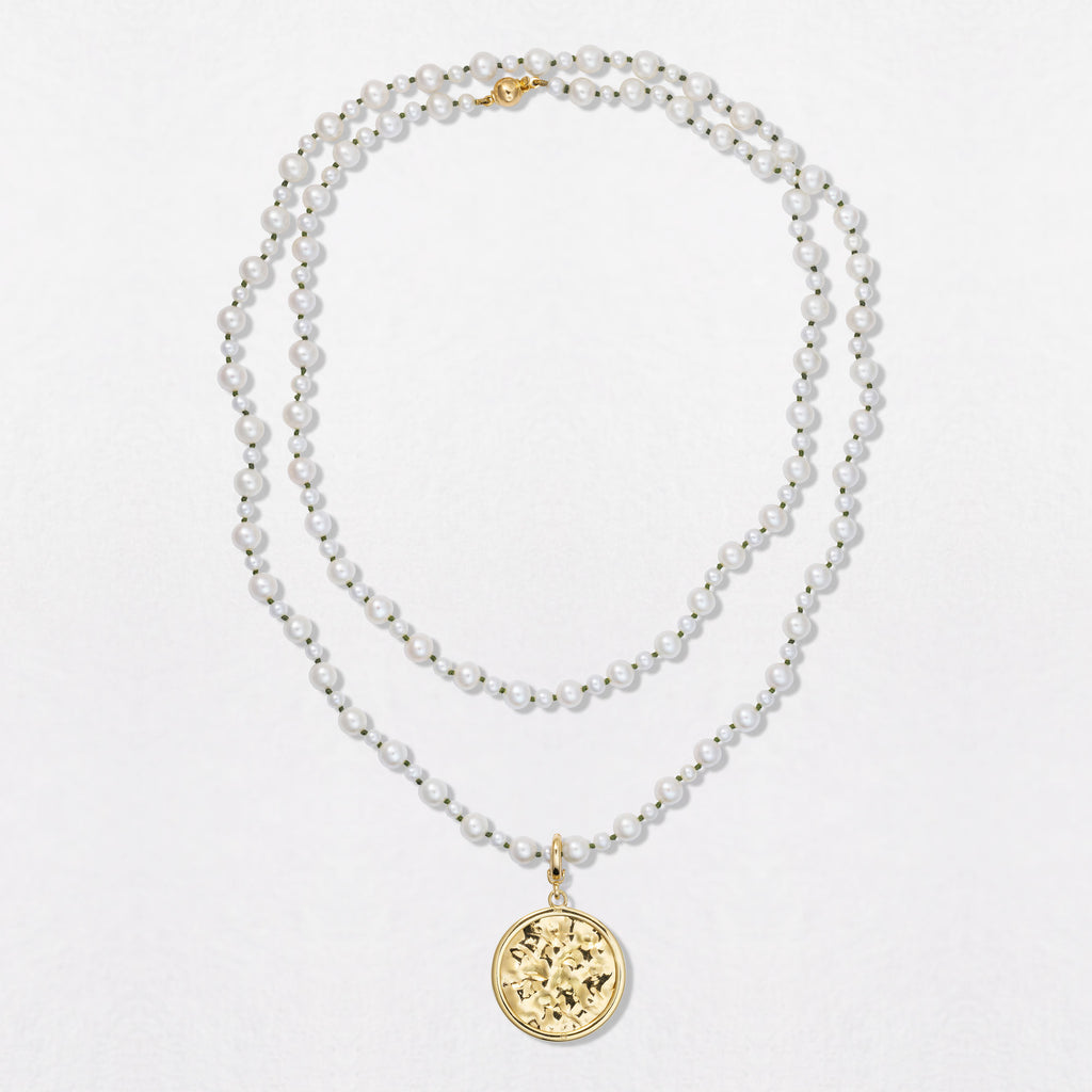 Long Pebble Pearl 18K Gold Necklace