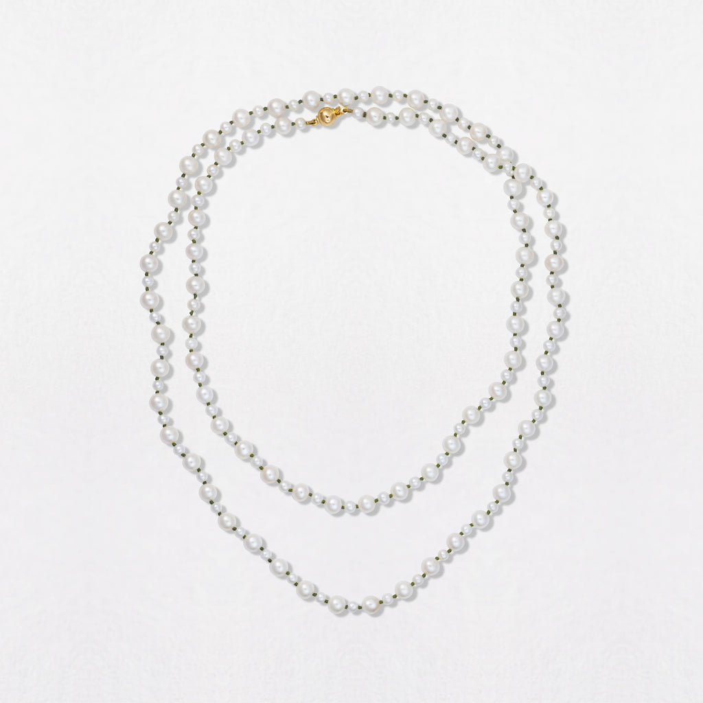Long Pebble Pearl 18K Gold Necklace