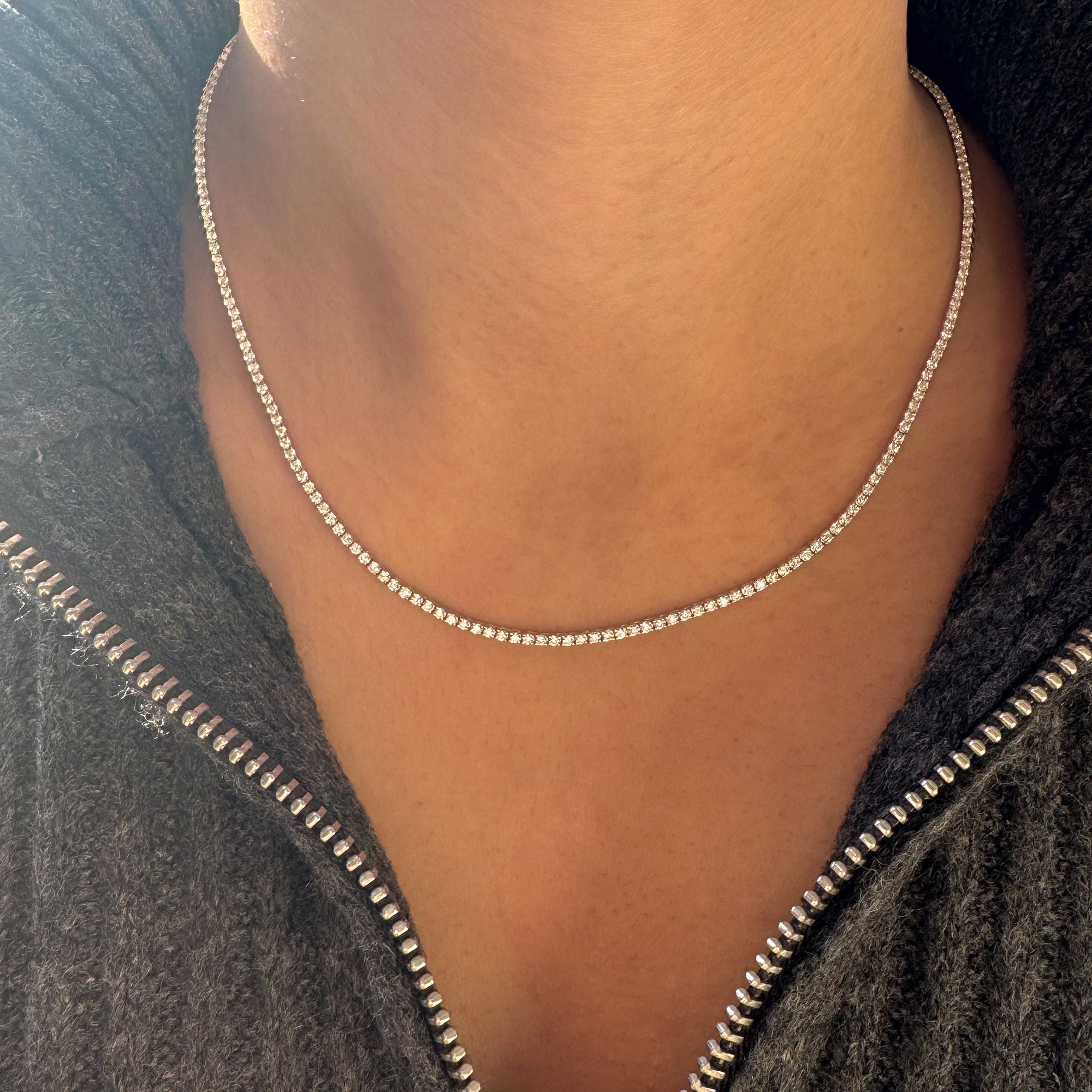 Perfect Serve 18K Rose Gold Tennis Necklace w. Diamonds