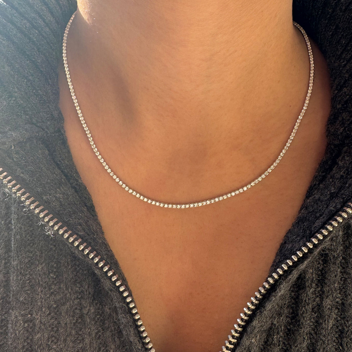 Perfect Serve 18K Gold Tennis Necklace w. Diamonds
