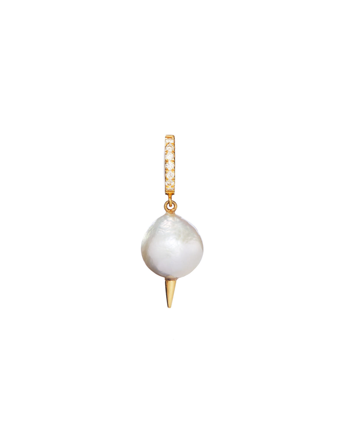 Durchbohrtes Diamant 18k Gold Ohrring w. Pearl & Laber-Diamant