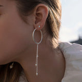 Pinstripe large Silver Hoop