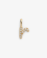 Initial R 14k Gold Necklace w. Lab-Grown Diamonds