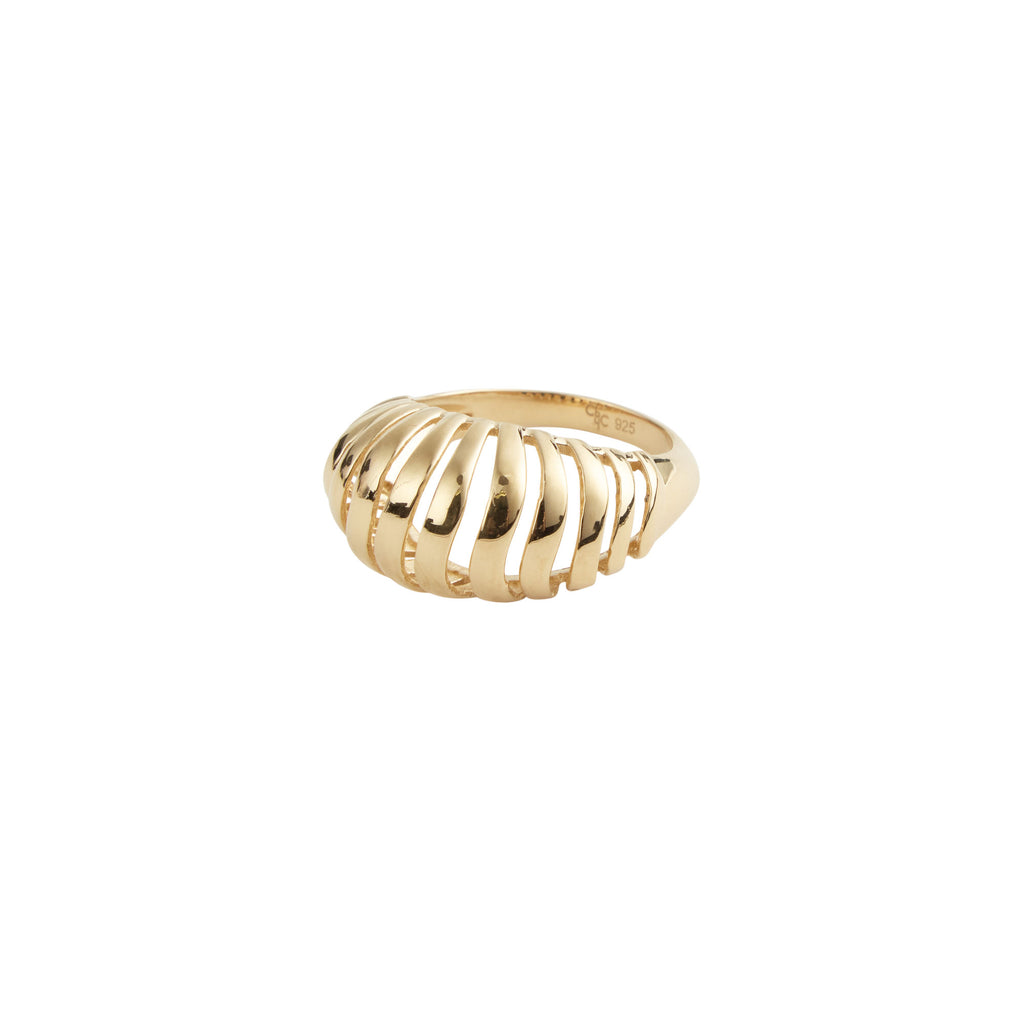 Mini gerippter Leere Gold Vermeil Ring
