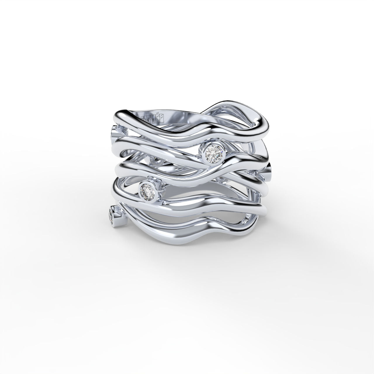 Bare Souls Five Shank 14K Whitegold Ring w. 0.28 ct Diamonds