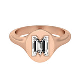 Alphabet-signetring i 18K Rosaguld med bogstavet M og en Lab-Grown Diamant