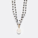 Pebble Grey & White Pearl 18K Gold Necklace