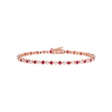 Ruby Bezel 18K Rose Gold Tennis Bracelet w. Diamonds