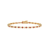 Ruby Bezel 18K Gold Tennis Bracelet w. Diamonds