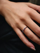 Safir Cluster Band 14K Hvidgulds Ring