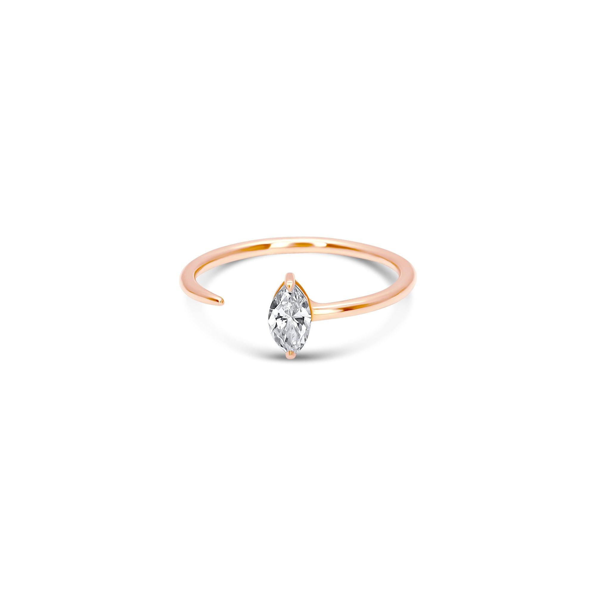 Lady Marquise 14K Gold Ring w. Diamonds