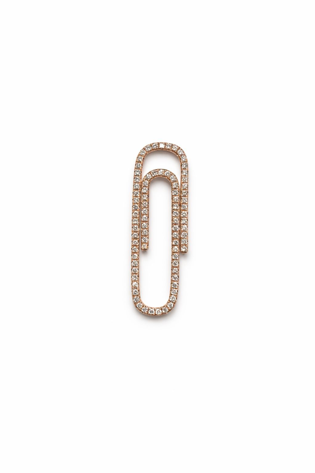 Paper Clip 14K Gold Charm w. Lab-Grown Diamonds