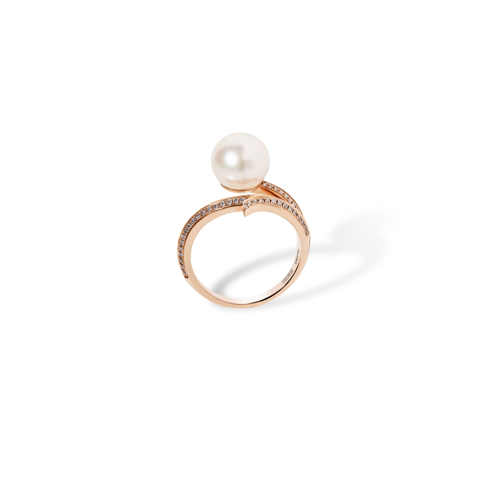 Enchanted Rose Thorn 14K Gold Ring w. Diamonds & Pearl