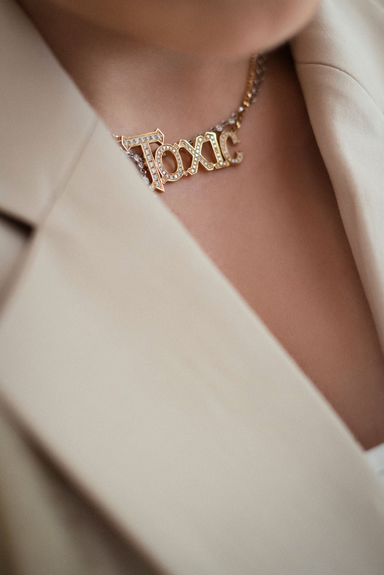 Play Toxic 18K Gold Necklace w. Diamonds