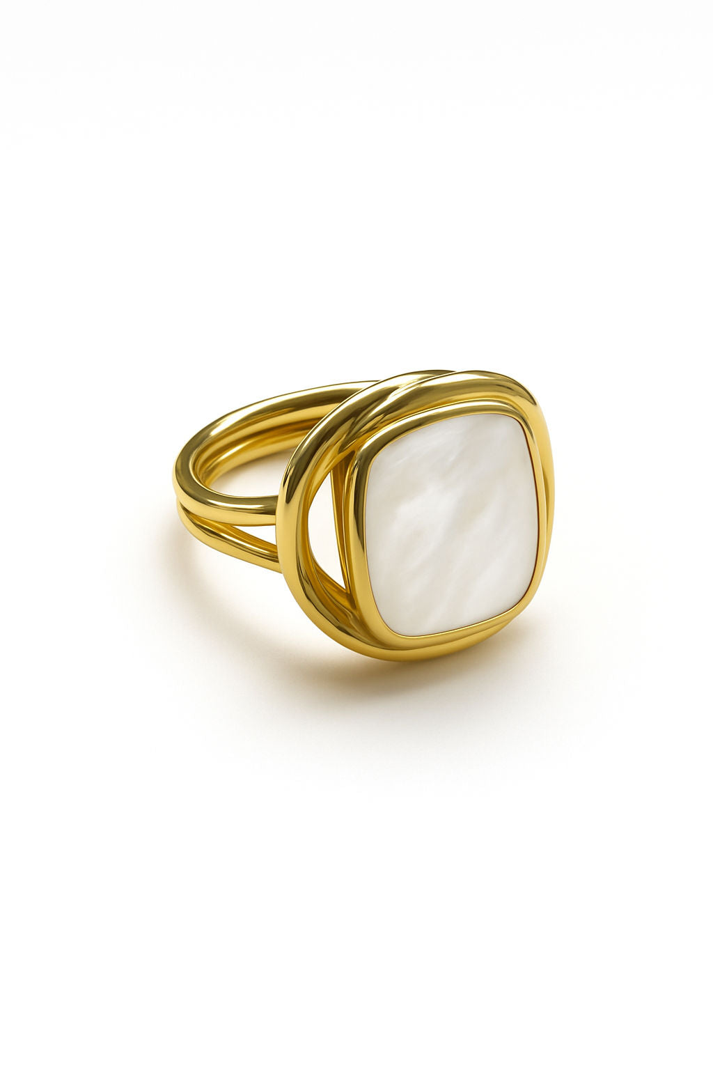 Signature 18K Gold Singet Ring w. Mother Of Pearl