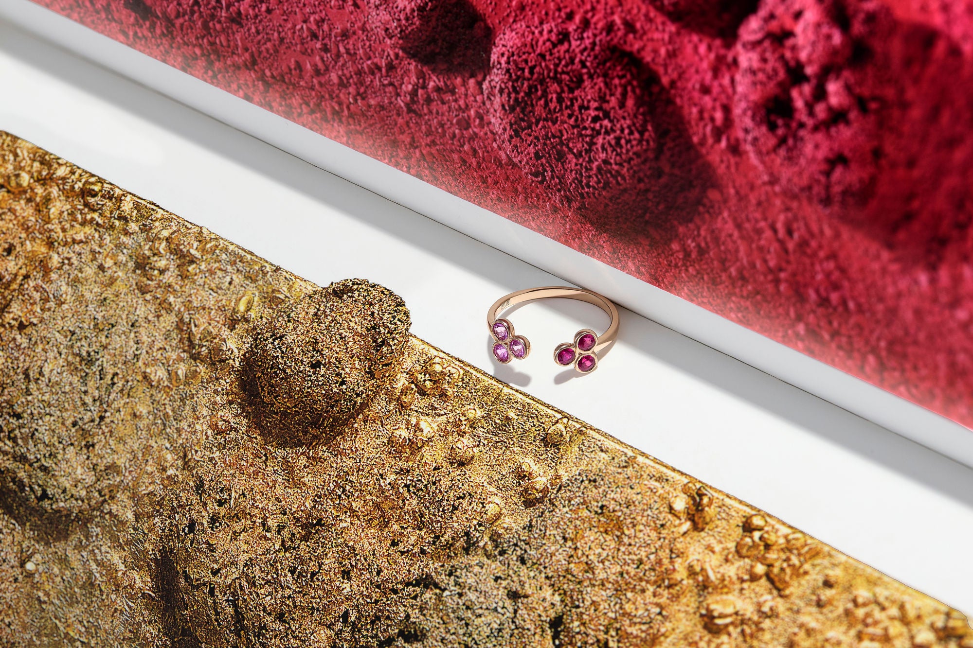 Peony 14K Guld Ring m. Lyserøde Rubiner