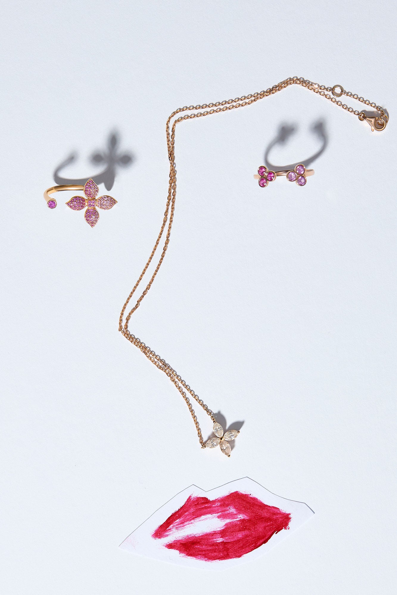 Peony 14K Gold Ring w. Pink Rubies