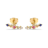 Shooting Rainbow 14K Gold Plated Stud w. Zirconia