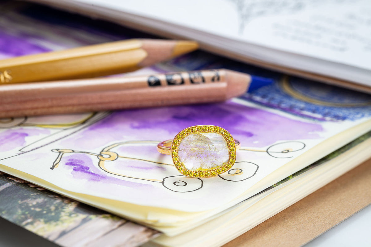 Yellow Diamond Slice 18K Gold Ring