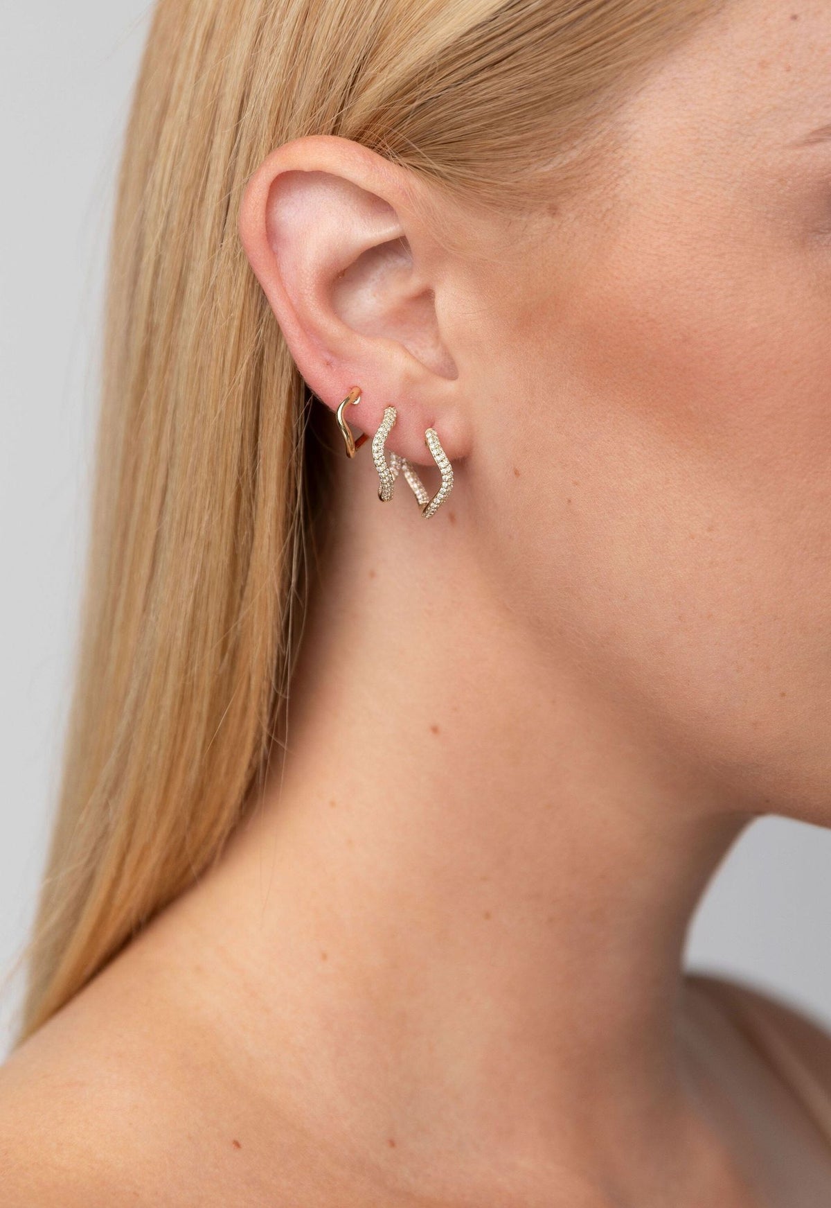 Small Hinged Wave 14K Gold Hoops