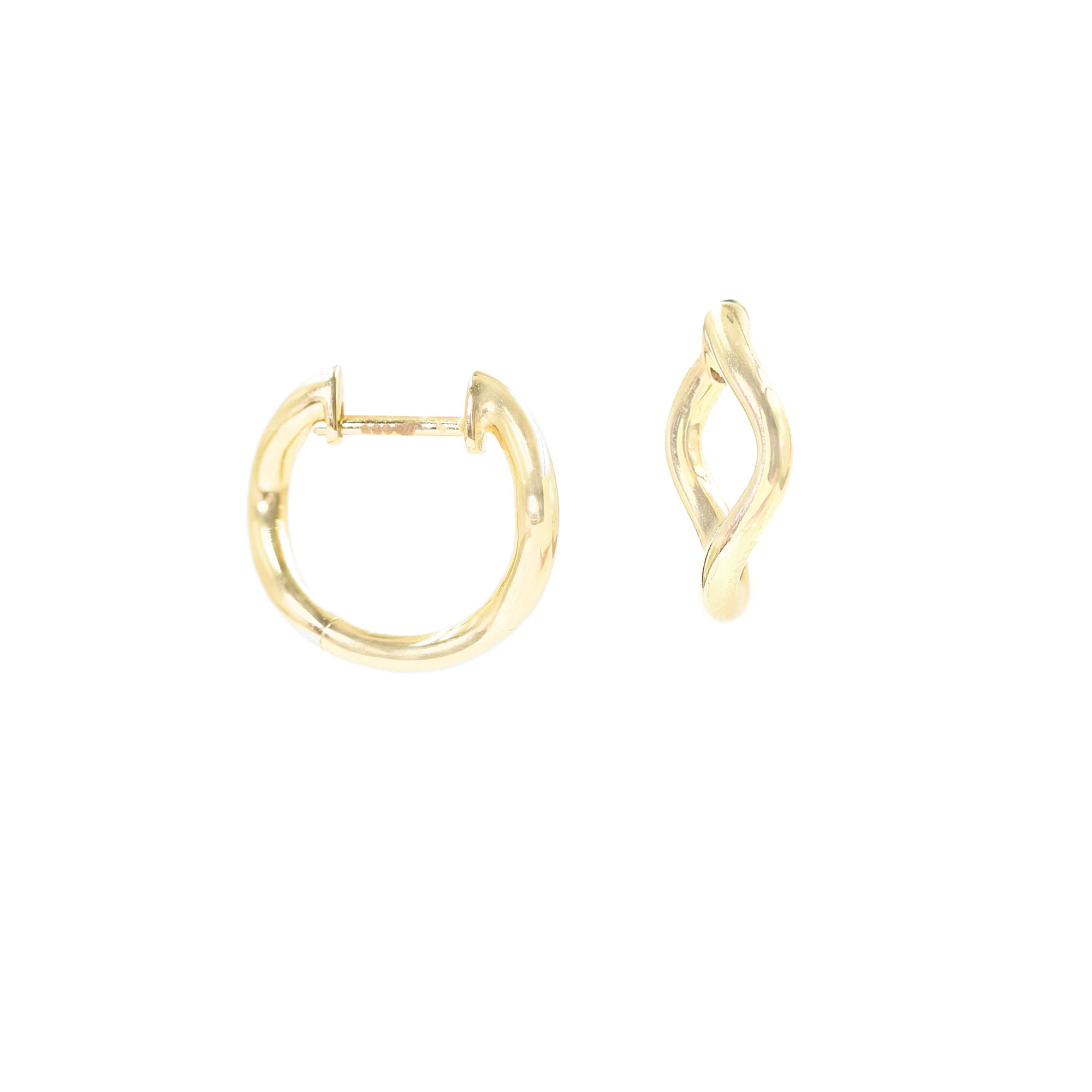 Small Hinged Wave 14K Gold Hoops