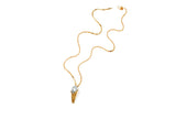 Large Ice Cream 18K, 14K Gold Necklace w. Pearl