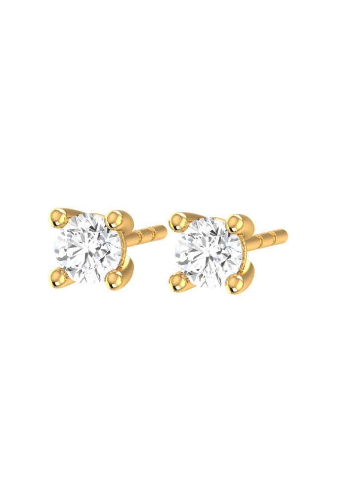 Solitaire Mini 18K Gold Stud w. Lab-Grown Diamond
