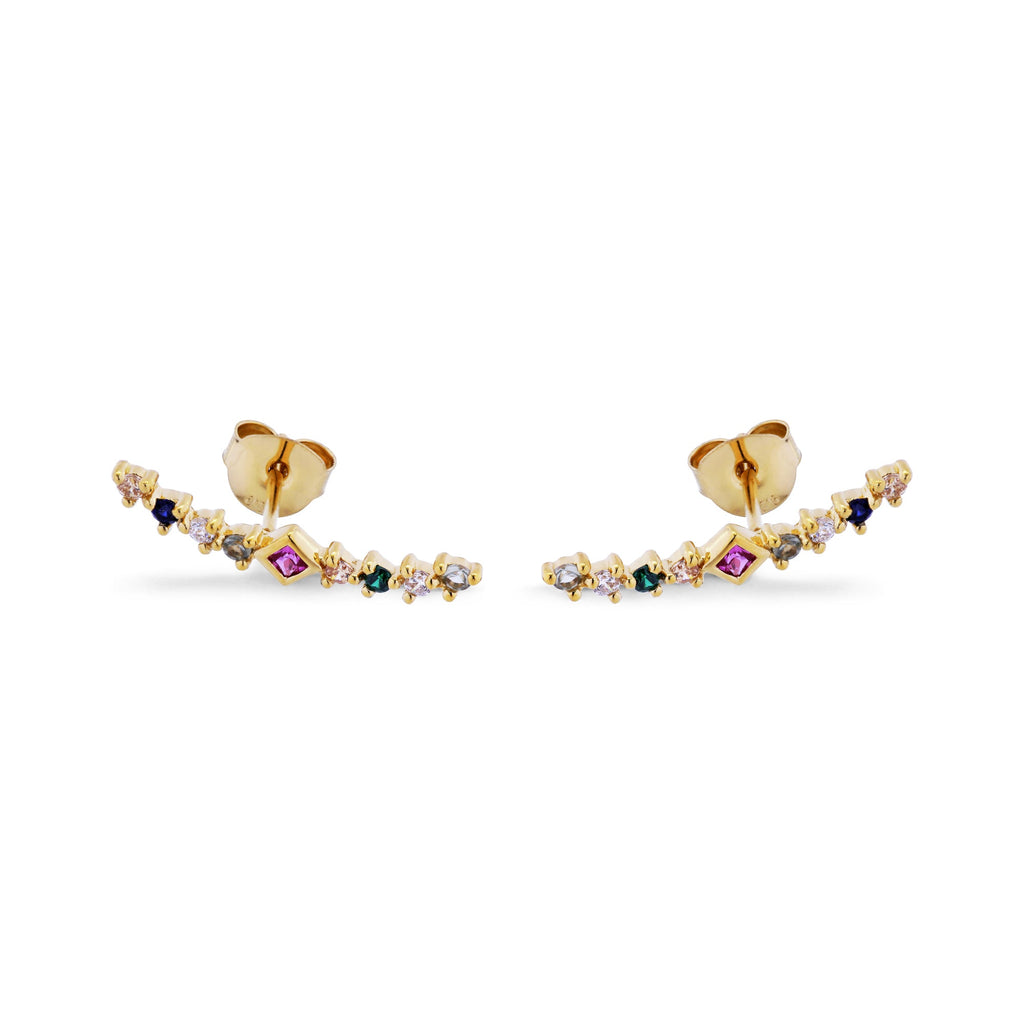 Super Nova Rainbow 14K Gold Plated Stud w. Zirkonien