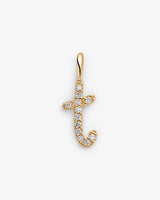 Initial T 14k Gold Necklace w. Lab-Grown Diamonds