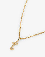 Initial T 14k Gold Necklace w. Lab-Grown Diamonds