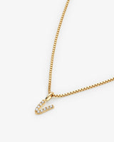 Initial V 14k Gold Necklace w. Lab-Grown Diamonds