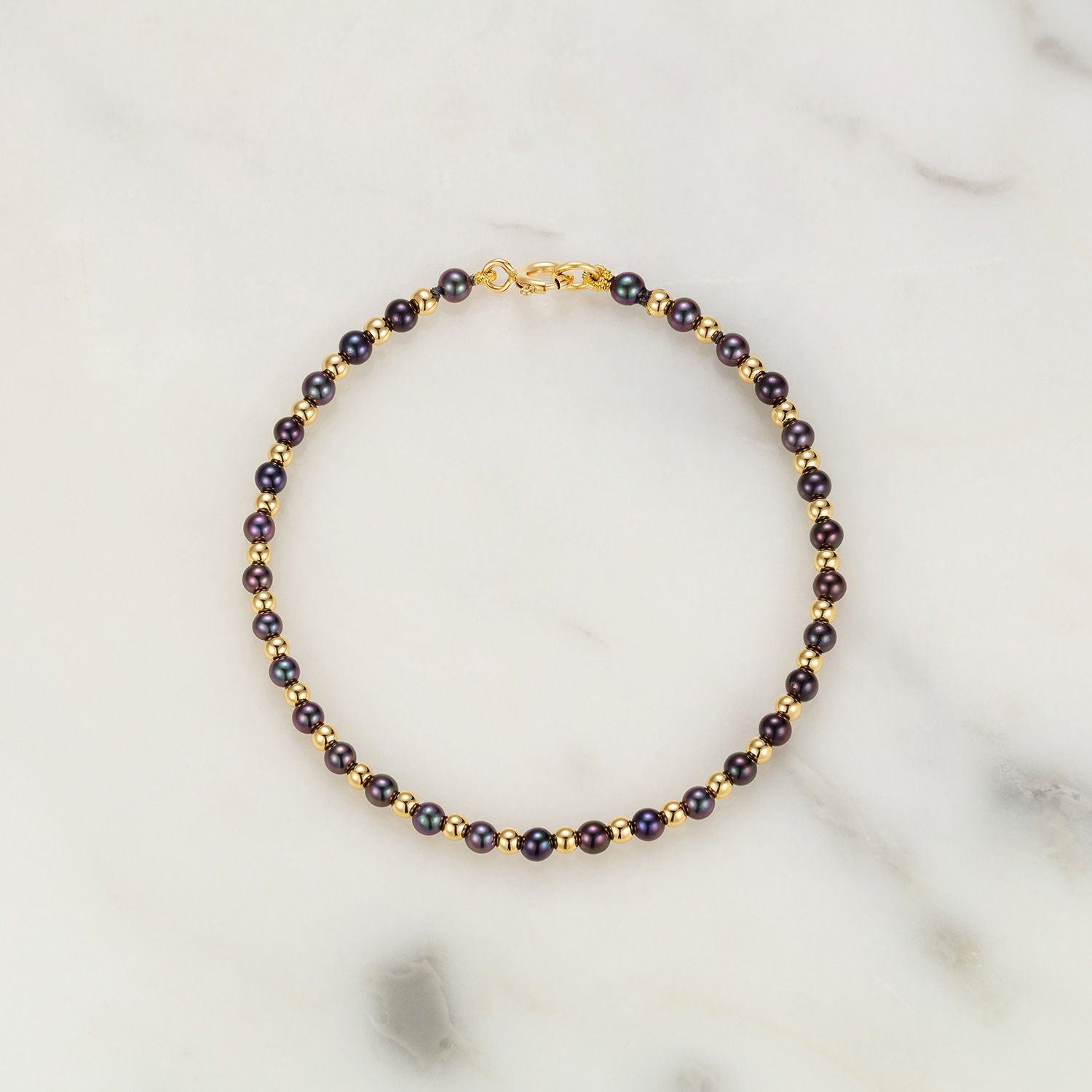 Pearl & Gold Bead 18K Gold Bracelet