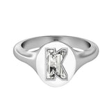 Alphabet-signetring i 18K Hvidguld med bogstavet K og en solitaire-Lab-Grown Diamant