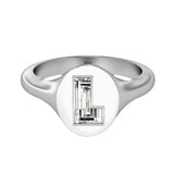 Alphabet-signetring i 18K Hvidguld med bogstavet »L« og en solitaire-Lab-Grown Diamant