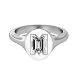 Alphabet-signetring i 18K Hvidguld med bogstavet »M« og en Lab-Grown Diamant