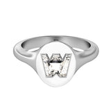 Alfabet 18K HVidguld Initial V Signet Ring m. Solitaire Lab-Grown Diamant
